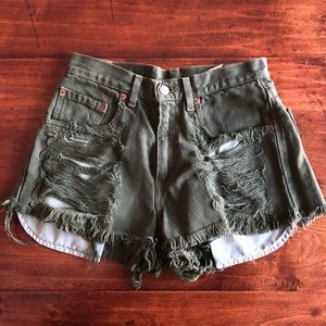 LF high waisted distressed shorts